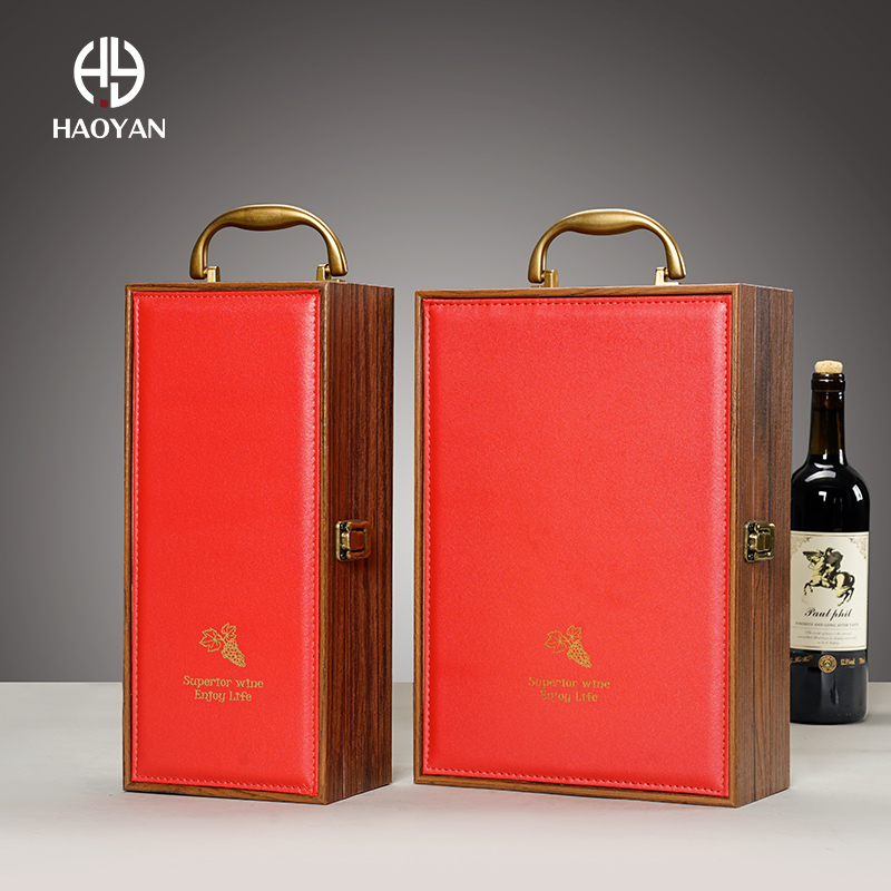 2022商务红酒k包装礼盒空盒红酒箱葡萄酒盒红酒盒子双支装木盒