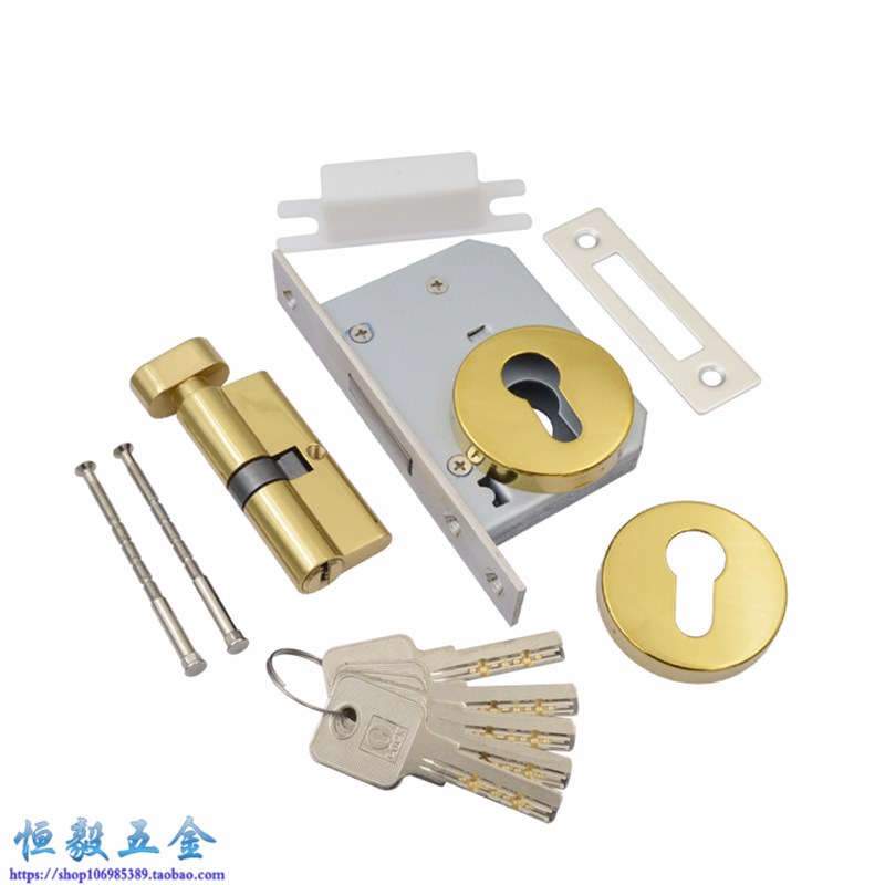 不锈钢40/55D双开门金色辅助锁C通道过道锁 黑色地锁闭锁中间门锁
