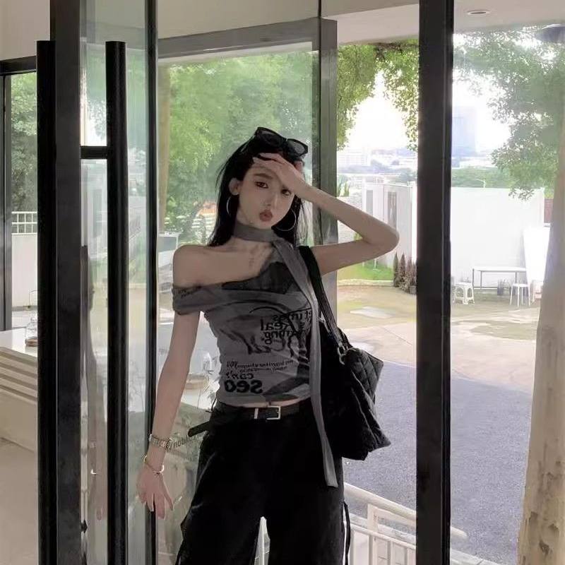 纯欲性感美式辣妹印花荡