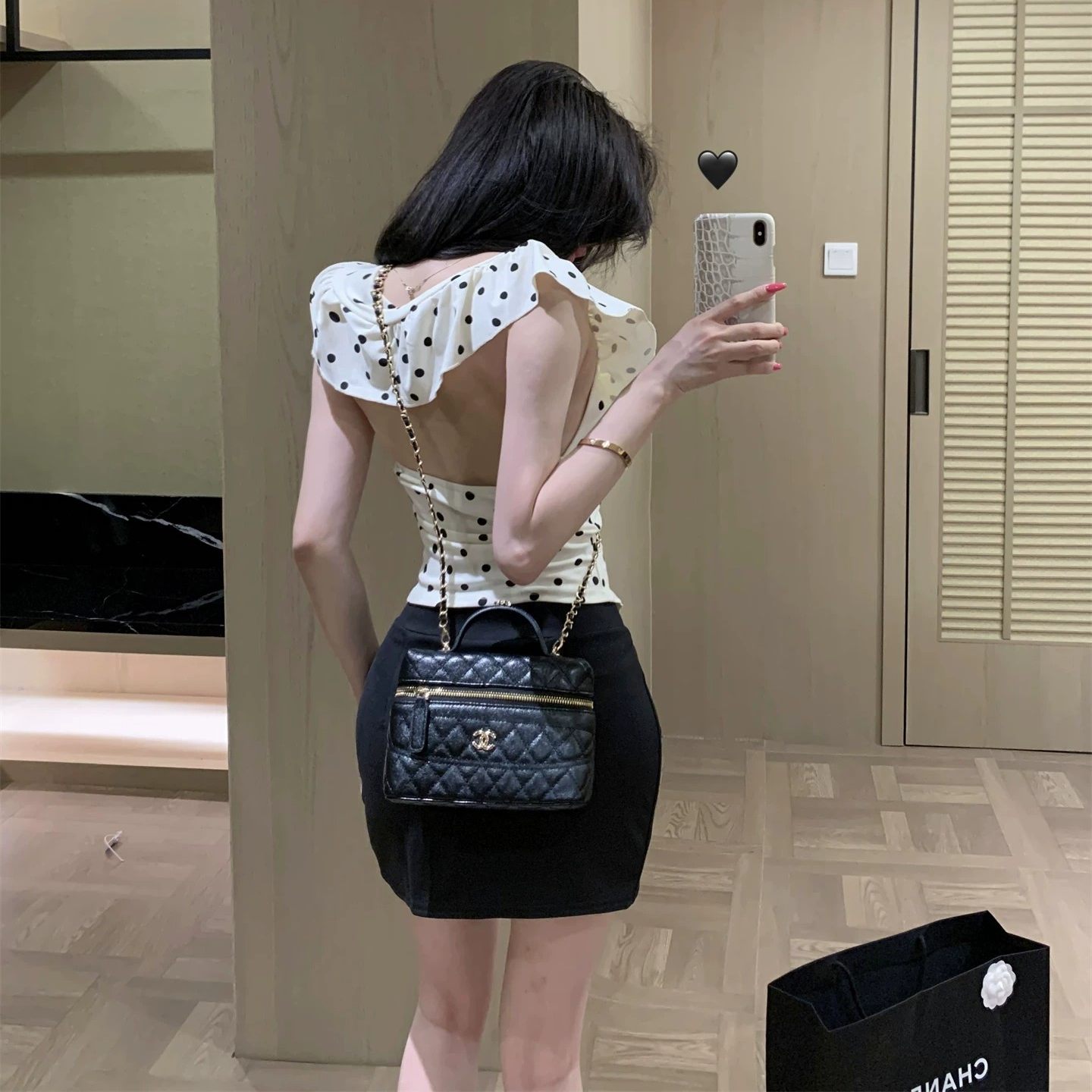 ins性感纯欲波点法式荷叶