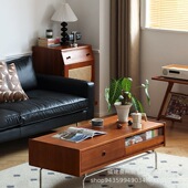 日式 实木茶几客厅家用小户型复古边几北欧INS不锈钢茶几民宿桌几
