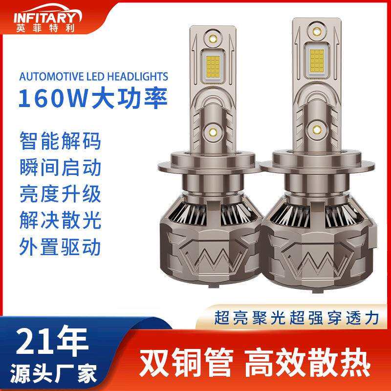 双铜管汽车led大灯改装汽车车灯超亮H4灯泡h7led灯汽车灯汽车大灯