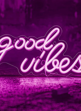 亚克力背板霓虹灯GOOD VIBES led霓虹灯透明霓虹灯墙挂式小夜灯