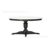 RH美式 实木高端豪华圆形茶几客厅咖啡桌桌面大理石设计