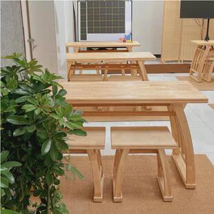 2026新中式实木国学桌马鞍桌培训班课桌椅幼儿园仿古书画桌学生书