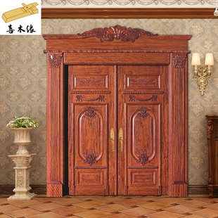 上海雕花室内实木对开双开庭院进户入户欧式 别墅大门