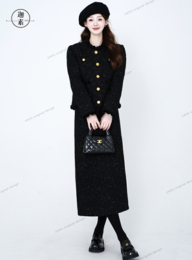 JIASU 【暗金逐光】葫芦毛边金丝编织羊毛香风羽绒套装S601