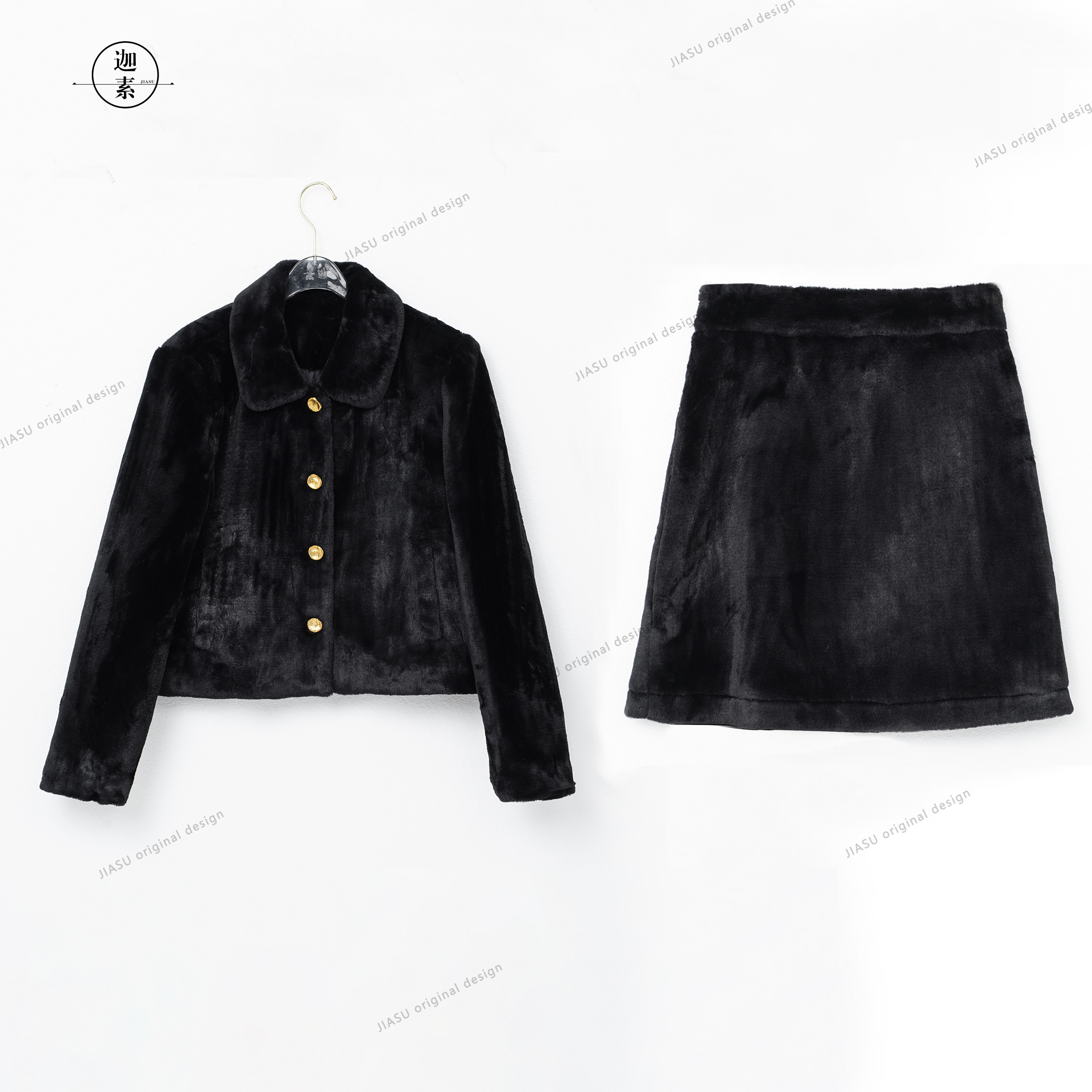 JIASU 【约克郡夜章】2025冬季定制仿獭兔毛小香风羽绒套装S631