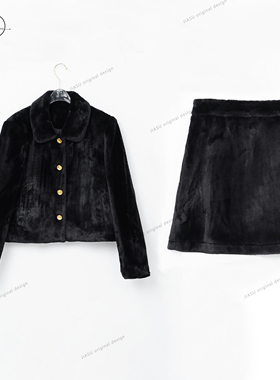 JIASU 【约克郡夜章】2025冬季定制仿獭兔毛小香风羽绒套装S631