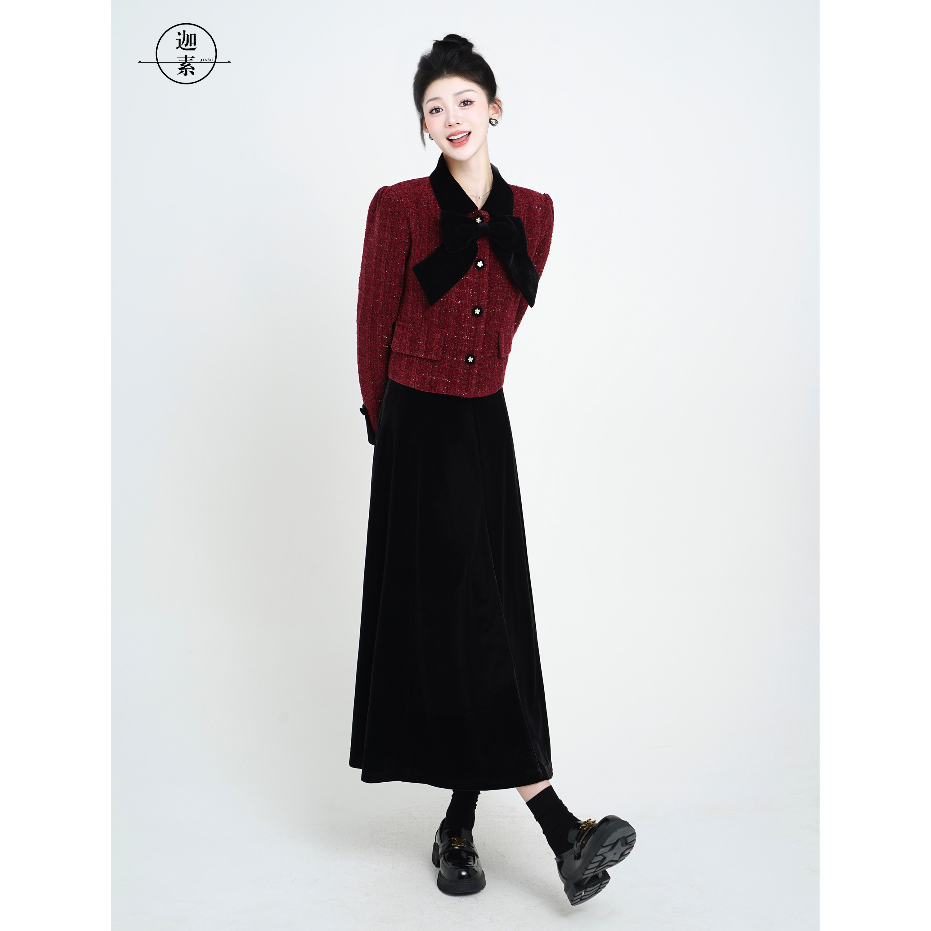 JIASU 【千禧曼波】（夹棉版）2025秋冬小香风时尚红色爆款S578