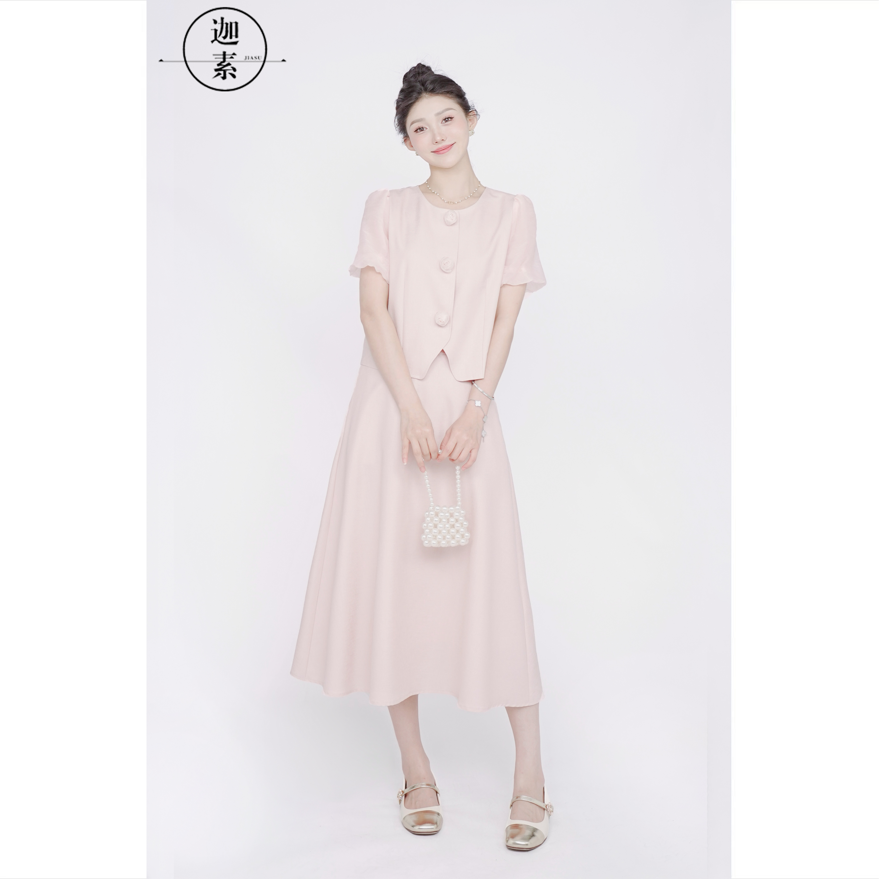 JIASU 2025新款夏季莫奈花园风时尚气质减龄小香风套装S339