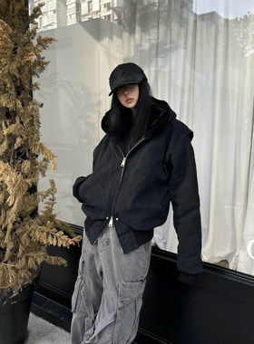 ONEER'座山雕加绒加厚外套cleanfit重磅帆布水洗棉服夹克男女同款