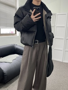 ONEER 保暖面包服外套 90白鸭绒缎面千鸟格立领羽绒服boxy防水冬季