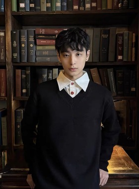 ONEER 高智感V领假两件polo氛围感高级老钱针织毛衣情侣款