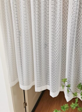 拾光白色蕾丝卧室入户门帘复古田园美式乡村N隔断小窗帘免打孔短