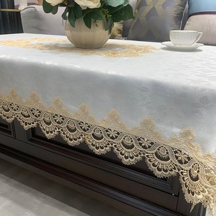 茶几桌布长方形布艺蕾丝客厅轻奢C高级感餐桌台布防烫书桌茶几布