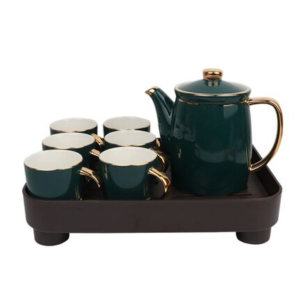 金玉满堂陶瓷茶水具9件套茶具金边欧式茶具M茶杯茶壶茶盘礼品套装