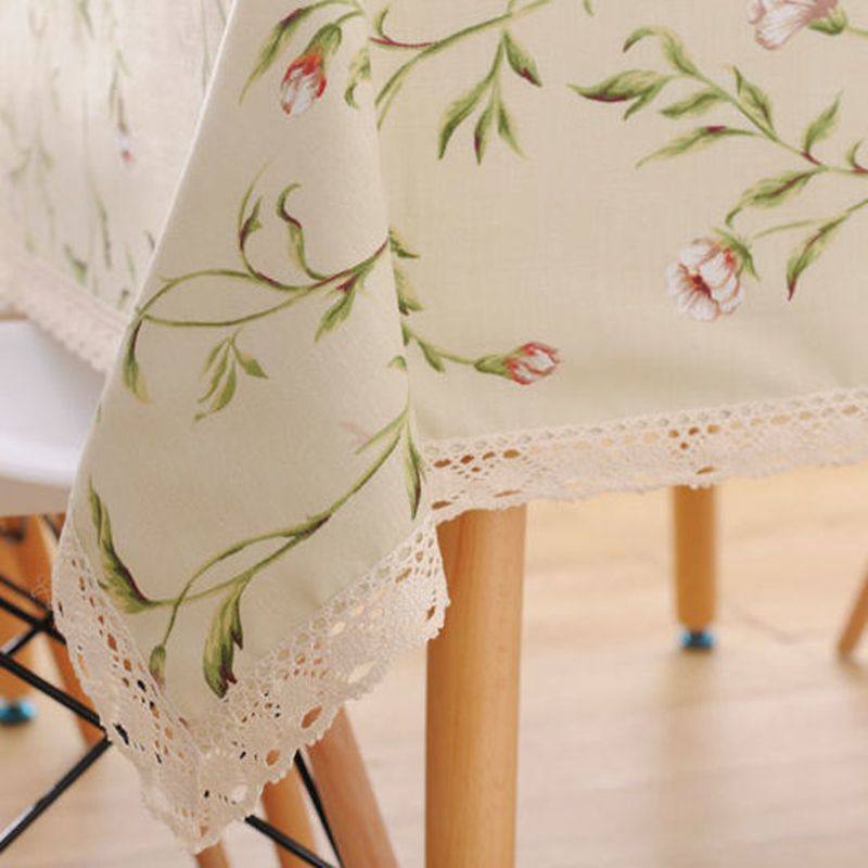 长方形小b碎花花边餐桌布棉麻茶几美式田园盖巾绿色正方形防水防,居家布艺,桌布,淘宝优惠券,粉丝福利购,淘宝优惠卷