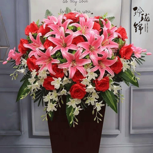 鲜花速递讲台花同城配送r仿真花下垂演讲台会议桌花主席台挂式成