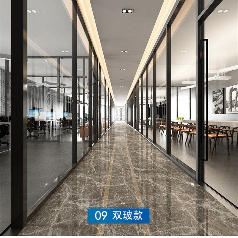 海口三亚办公室玻璃隔断带百叶铝合金双J层单层玻璃高隔断墙隔断