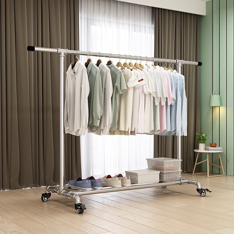 晾衣架落地立式衣柜挂衣杆室内双层衣帽架结实R加厚晒香肠咸货架,收纳整理,置地/升降晾晒衣架,淘宝优惠券,粉丝福利购,淘宝优惠卷