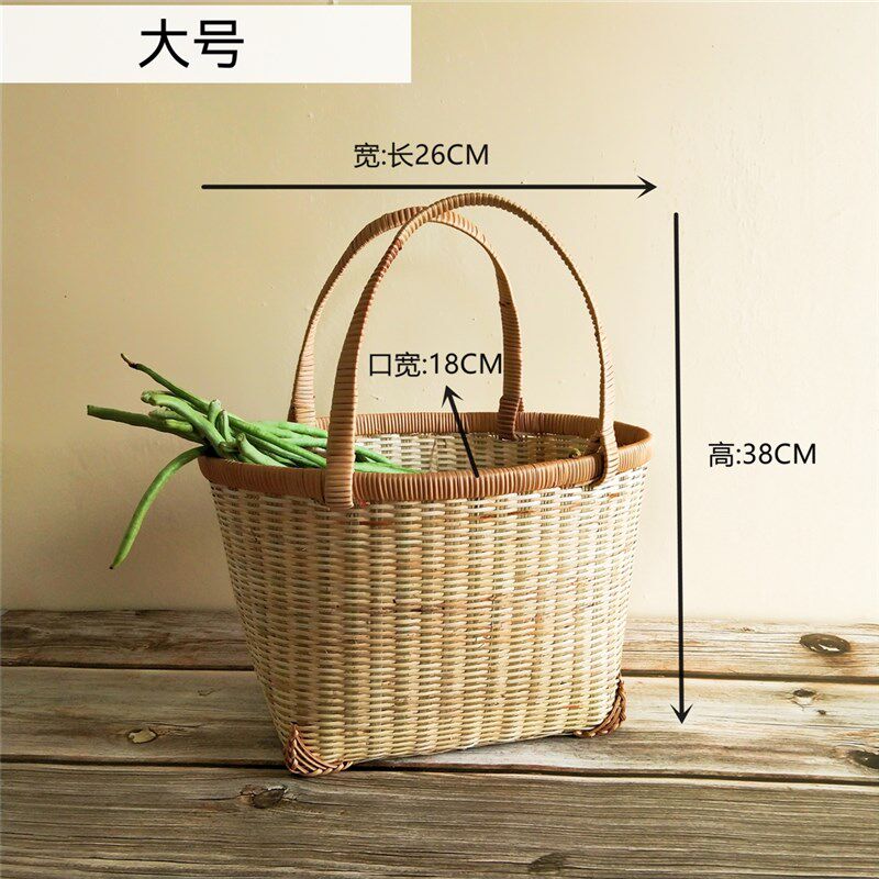 手工竹藤编制篮手j提买菜篮日式购物篮鸡蛋收纳篮野餐小竹篮水果,特色手工艺,竹编/竹雕,淘宝优惠券,粉丝福利购,淘宝优惠卷