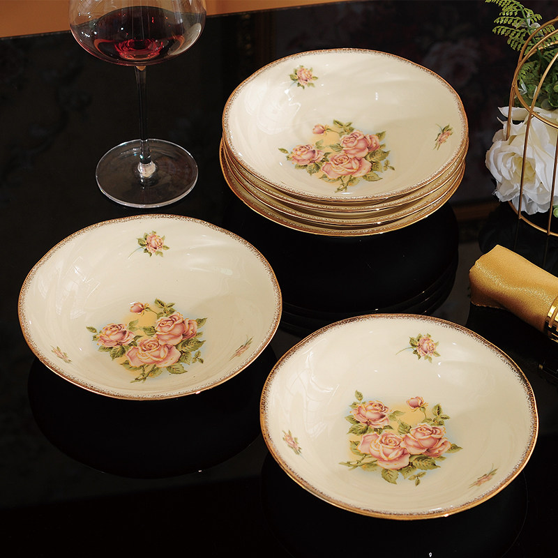 欧式餐具碗盘子组合菜盘家用出口韩国碗碟套装P高档陶瓷吃饭米饭,餐饮具,盘,淘宝优惠券,粉丝福利购,淘宝优惠卷