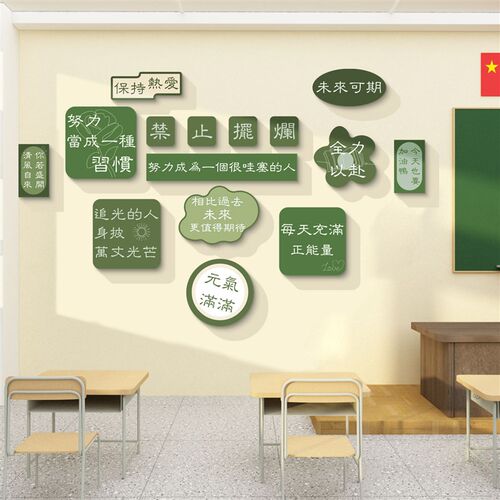 班级文化墙贴教室布置装饰初w高中辅导培训机构黑板报励志标语自