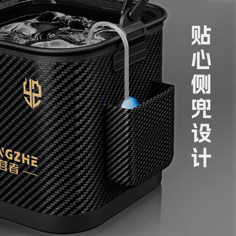 野营者打水桶透明鱼桶鱼护桶钓鱼桶手提折叠装鱼桶鱼箱路亚活鱼桶