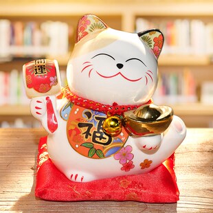 饰客厅礼品发财猫储钱罐 蜀门招财猫陶瓷摆件开业店铺收银台家居装