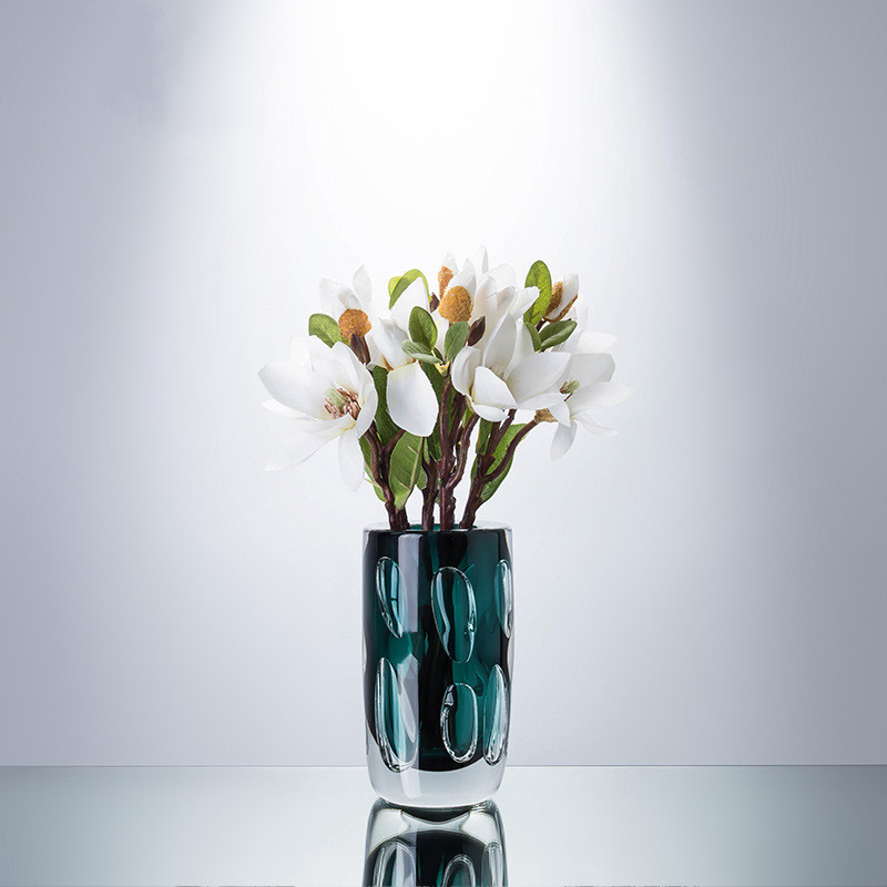 创意气泡加厚圆柱玻璃花瓶客厅台面水培烟灰O色直筒花器家居摆件