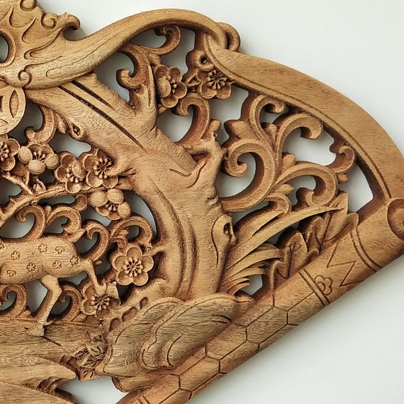 秒杀东阳木雕工艺l品仿古挂件香樟实木扇形壁画镂空原木摆件装饰,家居饰品,木雕,淘宝优惠券,粉丝福利购,淘宝优惠卷