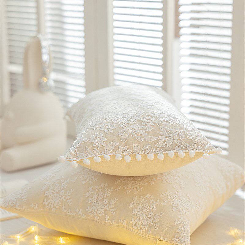 欧式米白色客厅沙发抱枕办公室样C板间装饰靠垫套卧室床头午睡腰