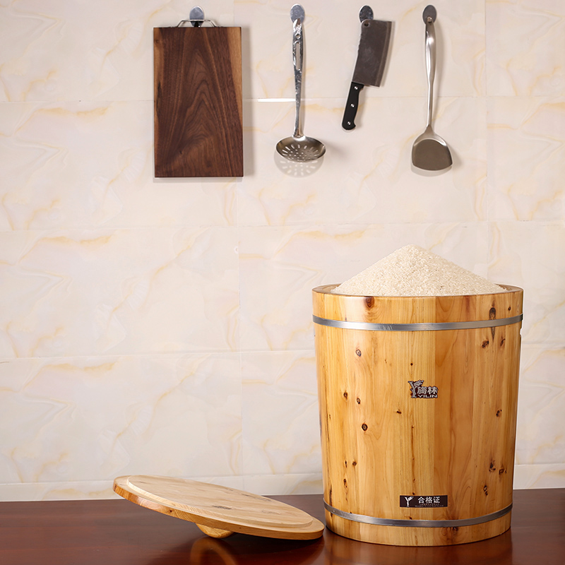 香柏木实木米桶h10斤装密封防潮100斤储米箱家用面桶米缸20斤 厨