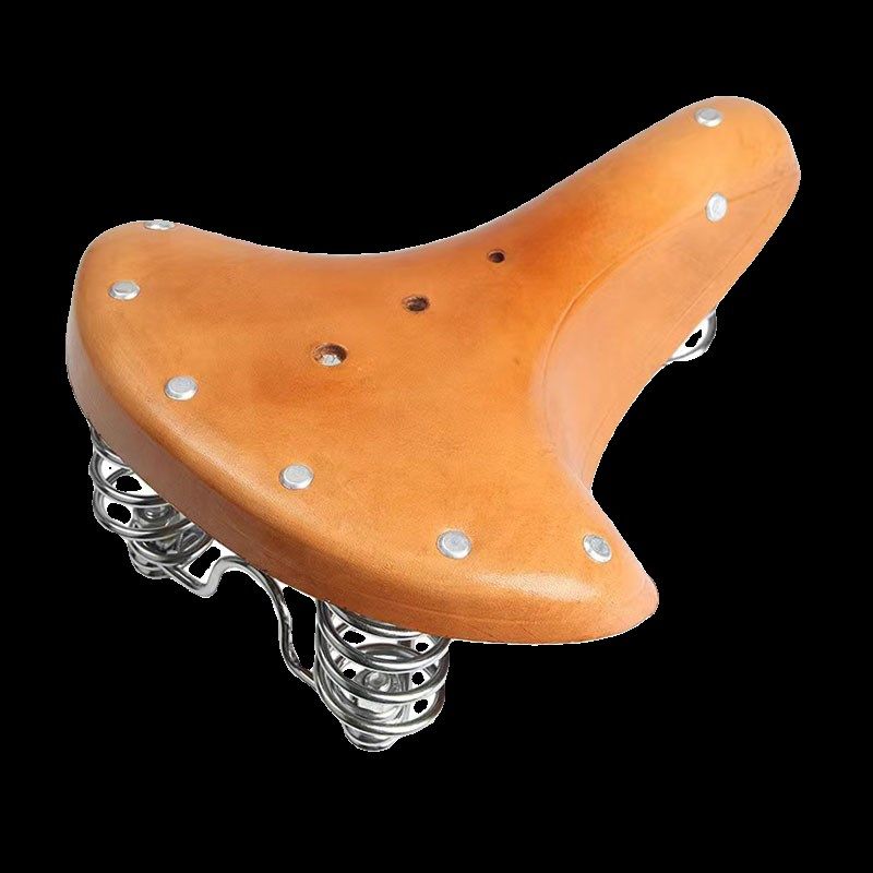 自行车坐垫纯牛皮车座三弹簧复古车座子座K椅山地车鞍座通勤车鞍