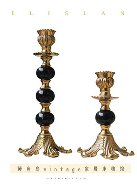 特价欧式复古纯铜雕花烛u台亚克力法式蜡烛全铜家居摆件餐桌装饰