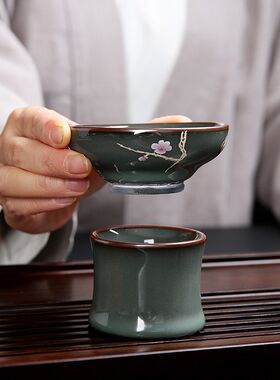 尚云品官窑铁胎陶瓷功夫茶具茶漏A单品茶道配件茶过滤茶托家用滤