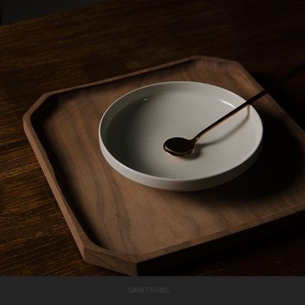 三分静 草木灰釉盘子碗套组一人食餐K具二人食盘子素色碗盘碟