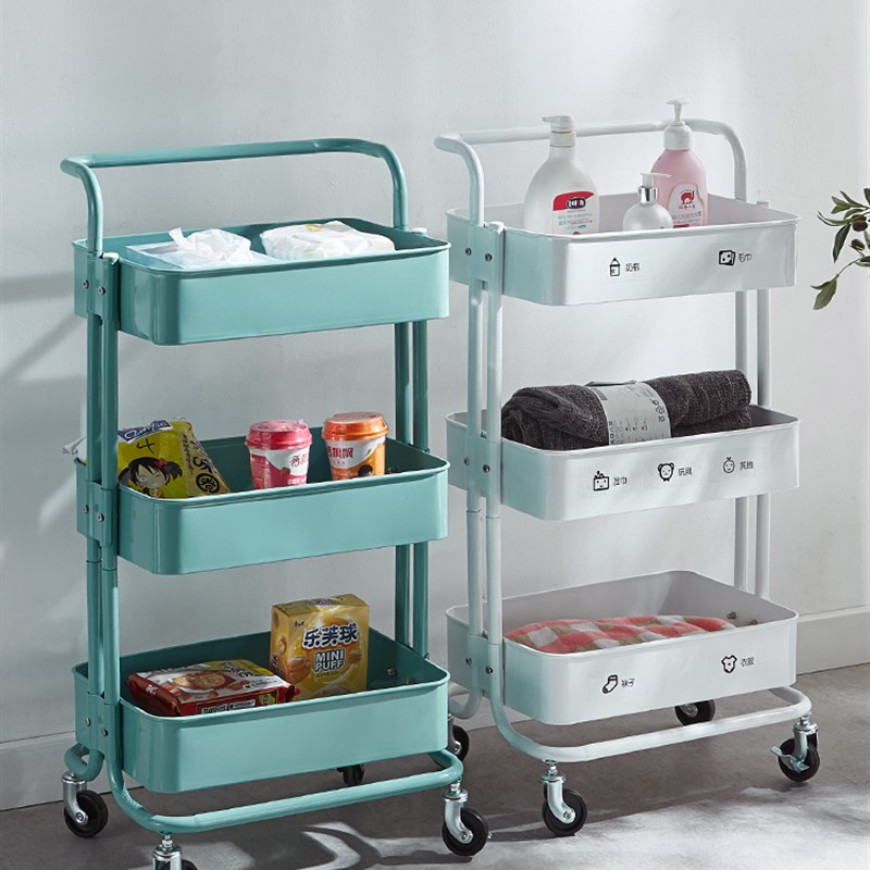 可移动带轮置物架厨房储物架家用小推车客厅M收纳架手推车多层落
