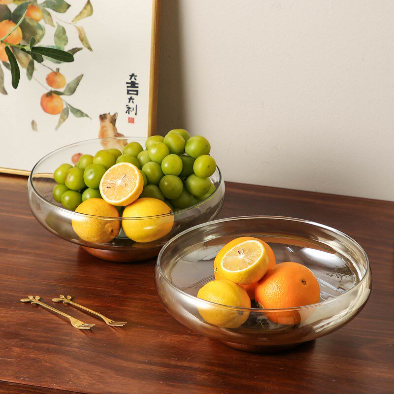 日式水果盘家用客厅茶几高脚干果糖果零食摆放盘待客高Z档玻璃果