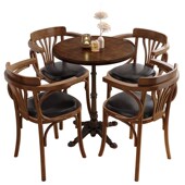 美式 复古咖啡厅桌椅组合s西餐厅实木椅子商用奶茶甜品店桌子烘焙