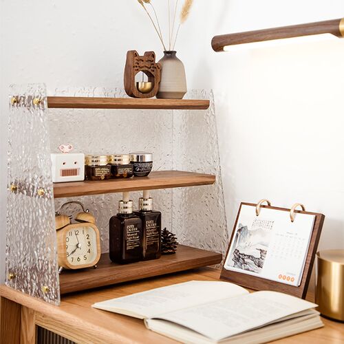 大容量化妆品实木置物架桌面w收纳盒口红眼影盘梳妆台亚克力展示