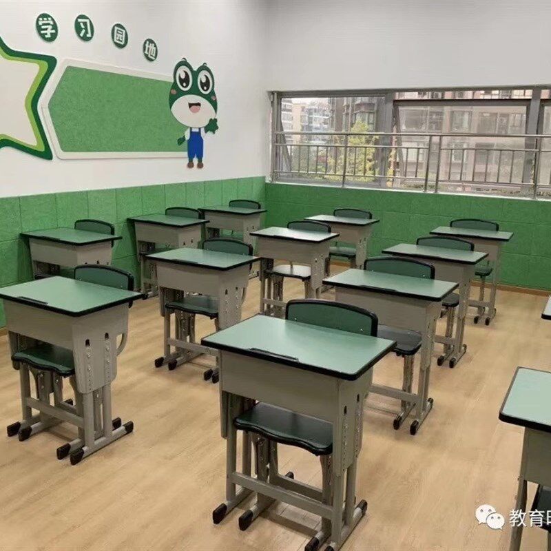 升降型中小学生单人双人学校辅导B培训班幼儿园课桌椅厂家直销成