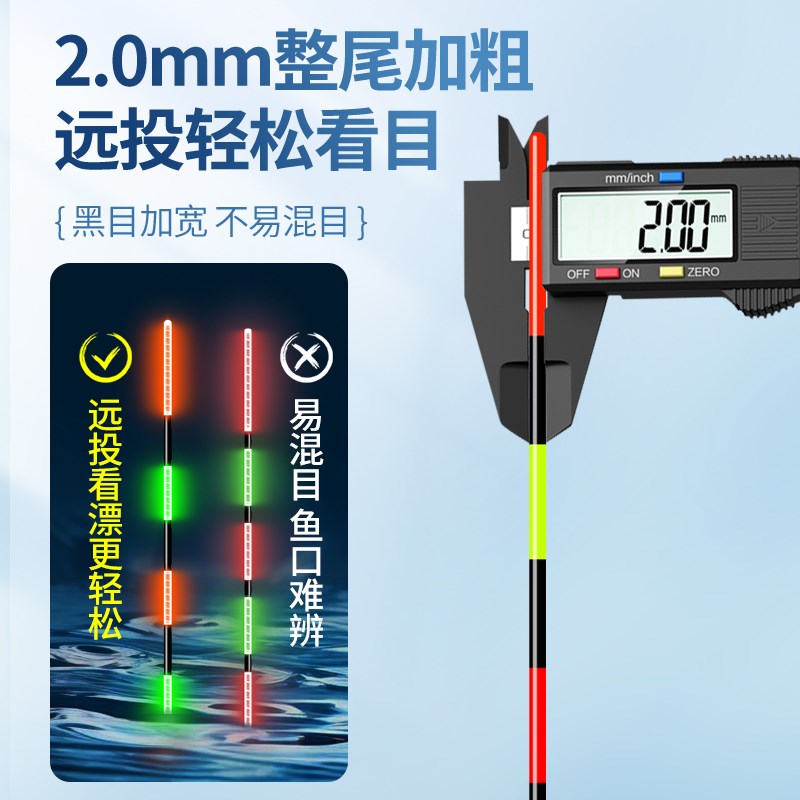 超长翘嘴行程浮漂j日夜两用高灵敏硬尾电子夜光漂咬钩变色加粗醒