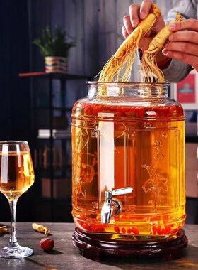 玻璃泡酒瓶10斤15斤o25斤40斤家用泡酒瓶带龙头人参药酒坛酒壶酒