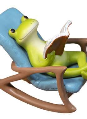 创意动物摇椅摆件可爱小s青蛙庭院阳台造景桌面树脂家居装饰品礼