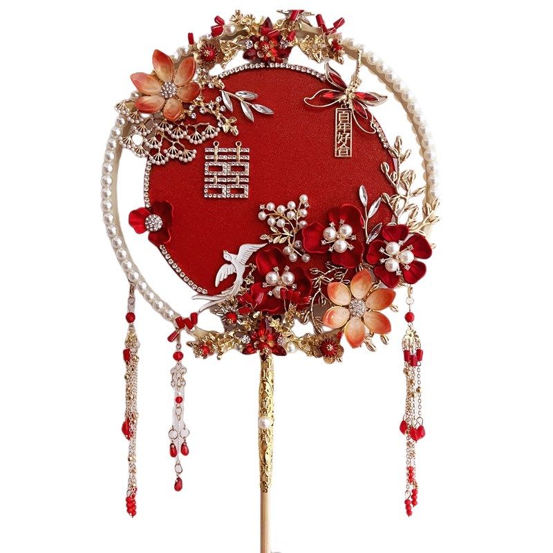 中式红金双面双圈团扇diy材y料包成品新娘结婚龙凤秀禾服手捧花束,鲜花速递/花卉仿真/绿植园艺,新娘手捧花,淘宝优惠券,粉丝福利购,淘宝优惠卷