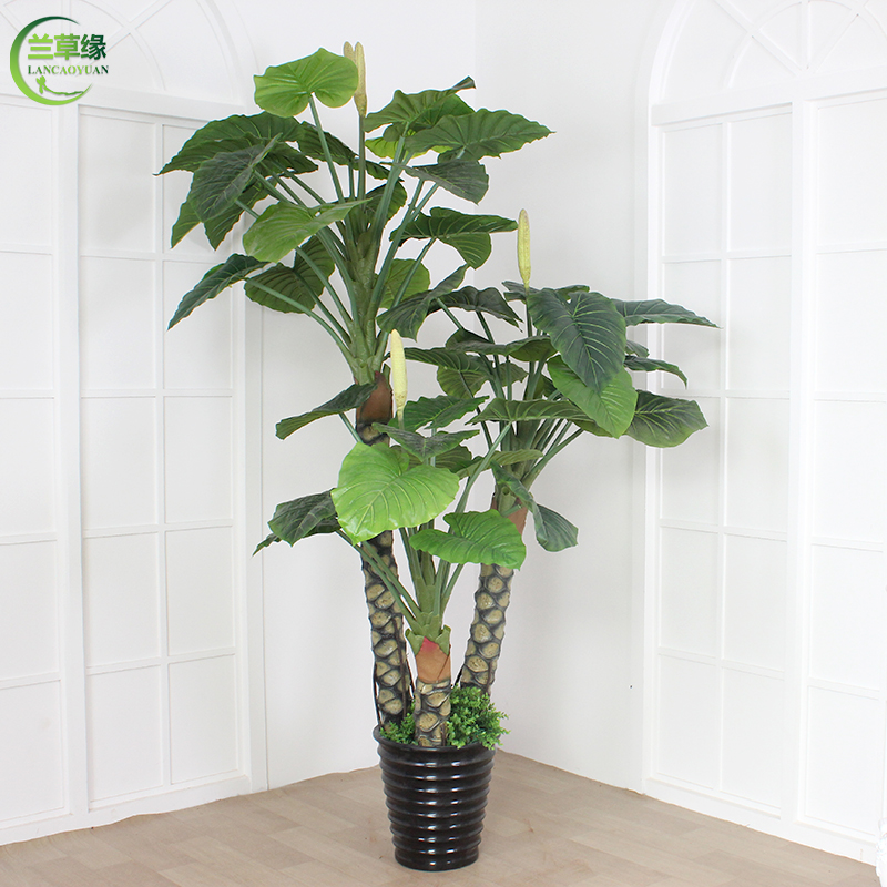 假树仿真树室内装饰滴水观音w大型植物盆景客厅摆件假绿植落地盆