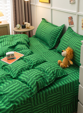 春季绿色被套单件学生宿舍单人双人150x200x230被罩1.5m1Z.8米被