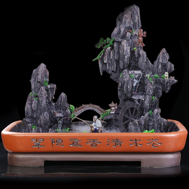 紫砂花盆长方形吸水石无孔假山盆紫砂接水盘防漏特大有Z孔树桩浅